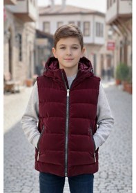 Resim Pina Kids Erkek Çocuk Kapüşonlu Şişme Yelek Bordo 