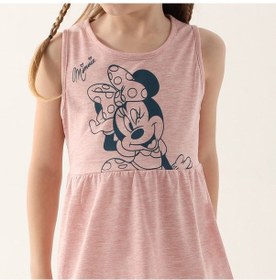 Resim Minnie Mouse D4860-3 Çocuk Pembe Melanj Elbise 