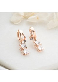 Resim Vaoov 925 Ayar Gümüş Taşlı Papyonlu Kedi Küpe Rose Gold 