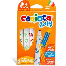 Resim Nessiworld Carioca Jumbo Bebek Süper Yıkanabilir Keçeli Boya Kalemi 6'Lı +2 Yaş 
