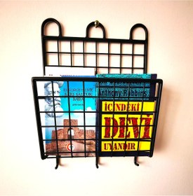 Resim GO DEKOR Tek Gözlü Dekoratif İnce 3 Kancalı Kitaplık Dergilik Duvar Askılı Raf 