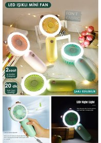 Resim TechnoSmart Mini El Fanı Usb Şarjlı Led Işıklı Taşınabilir Ergonomik Tasarımlı 