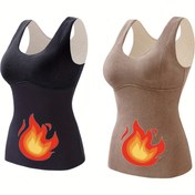 Resim 2 Paket Termacare Kadın İç Çamaşırı, Çıkarılabilir Pedler, Nem Çekme Özellikli Naylon Kumaş, Düz Renk, Üstten Giyilebilen Stil, Orta Destek - Sonbahar ve Kış Latex Tabanlı Atletler 