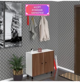 Resim Kenzlife Ayakkabılık Galoş4 Cvzbyz 53 080 32 Kapaklı 4 Raflı 16 Çift Ayakkabı Kapasitesi Ahşap 