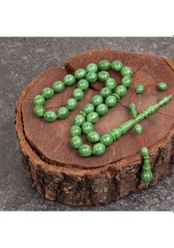 Resim Eski Şamdan Obje Kadim Katalin Beyzi Kesim 10x11.5mm Tesbih Yeşil 