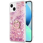 Resim Apple Iphone 13 Kılıf Glitter Liquid Holder Pembe Microsonic