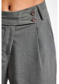 Resim Itsbasic Kadın Gri S6 Baggy Fit Maxi Boy Bermuda Şort Gri Melanj 