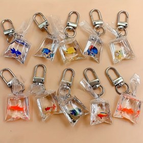 Resim 10 adet Tropikal Balık Anahtarlık Seti - Reçine Taklit Akvaryum Şansları, Çantalar ve Sırt Çantaları için İdeal 