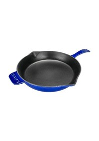 Resim Lava Döküm Çap Ø 28cm. Yuvarlak Kızartma Tavası Döküm Demir Yekpare Saplı Premium Serisi. - Majolica Mavi 
