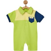 Resim Andywawa Erkek Bebek Polo Yaka Cep Detaylı Yeşil Tulum AC22528 Yeşil 