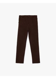 Resim Koton Beli Bağcıklı Pamuklu Şardonlu Kahverengi Erkek Çocuk Eşofman Altı 6wkb40002tk Kahverengi 