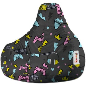 Resim earmut Damla Xl Premium Tasarım Oyun Konsol Siyah Desenli Armut Koltuk 