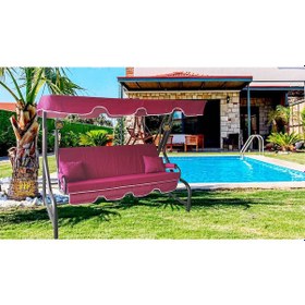 Resim Viphomeconcept Süngersiz Salıncak Minderi Kılıfı 3 Kişilik Kılıf Bordo 