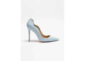 Resim Hayy Shoes Capella - Bebe Mavi Rugan Stiletto Love Deri Astarlı Topuklu Ayakkabı 