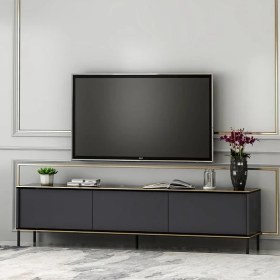 Resim BMdekor Tv Sehpası Imaj Antrasit Mermer Desen 180 cm 
