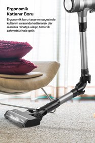 Resim Sinbo SVC-8632 Kablosuz Dikey Şarjlı Süpürge Gri – Güçlü BLDC Motor, HEPA Filtre, 45 dk Kullanım 