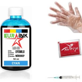 Resim Eurink Epson Ecotank L4160 Yazıcı Uyumlu Mürekkep Cyan 50 ml (101) 