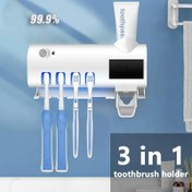 Resim 3'ü 1 Arada Akıllı Otomatik Diş Macunu Dispenseri & USB Şarjlı Duvara Monte Diş Fırçası Tutucu, Elektrikli Diş Fırçaları ve Diş Macunu için Yer Tasarruflu Banyo Düzenleyici, Beyaz, Diş Fırçası ve Diş Macunu Tutucu Babalar Günü, Anneler Günü Hediyesi 
