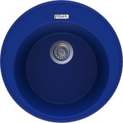 Resim POLEX Cristalüx Granit Evye P-06 Mavi Tezgah Altı Ve Tezgah Üstü Oval Mutfak Evyesi 51,5x51,5cm 