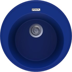 Resim POLEX Cristalüx Granit Evye P-06 Mavi Tezgah Altı Ve Tezgah Üstü Oval Mutfak Evyesi 51,5x51,5cm 