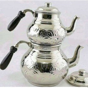 Resim Bakır Çaydanlık Takımı Küçük Boy Krom 