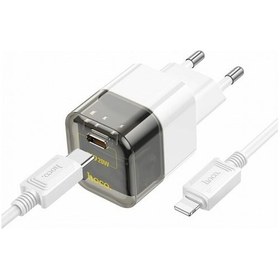 Resim Hoco C131A Platinum PD30W+QC3.0 Hızlı Şarj Başlığı + Type-C To Apple Uyumlu iPhone Lightning Kablo Siyah 