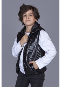 Resim Toontoy Kids Toontoy Erkek Çocuk Kapşonlu Parlak Yelek Siyah 