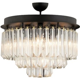 Resim Nilay Siyah Kristalli Taşlı Modern Tasarım Kristal Salon Avize 