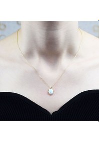 Resim Opal Taşlı Oval Altın Kolye 
