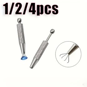 Resim 1/2/4 Adet Hassas 4 Pençeli Takı Cımbızı - Kaymaz Tutuşlu Paslanmaz Çelik Boncuk Tutucu, Ergonomik Tasarım Boncuklar ve Küçük Parçalar için, El İşi Yapımı ve DIY Projeleri için Takı Yapım Araçları 