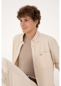 Resim U.S. Polo Assn. Erkek Krem Comfort Fit Cepli Gömlek 50306383-VR071 