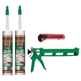 Resim Somafix 2 Adet Beyaz Akrilik Mastik Tabancası Falçata Seti 