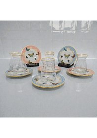 Resim Sudedi Home Butterfly Effect Altın Yaldızlı Çay Bardağı Takımı Çok Renkli 