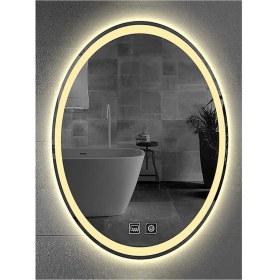 Resim Global Led Mirror 65X85 cm Dokunmatik Tuşlu Buğu Yapmayan Ledli Elips Banyo Aynası 