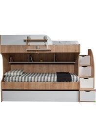 Resim Setay Mobilya 90x200 Aura 3'lü Yavrulu Ranza - Beyaz/Ceviz 