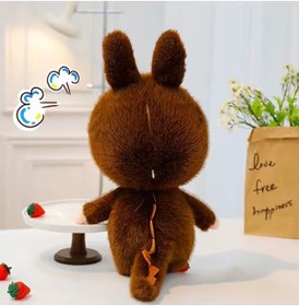 Resim Kahverengi Dragon Labubu Peluş Oyuncak Kuyruklu Seri Labubu Peluş Oyuncak 