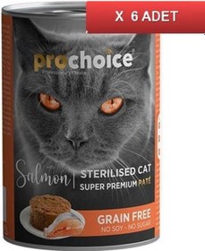 Resim Prochoice Sterilised Somonlu Yetişkin Kedi Konservesi Pate 6 x 400 G 
