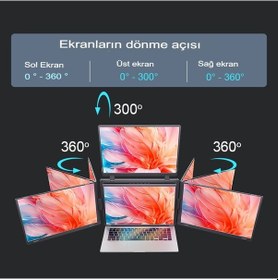 Resim Ultrax 15.6" Üçlü Taşınabilir Monitör Çoklu Ekran Full Hd Ips Notebook Monitör 
