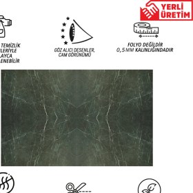 Resim Tink Kendinden Yapışkanlı Siyah-Yeşil Mermer Desenli Pvc Panel 41x62 Cm 4 Adet 1 M² 