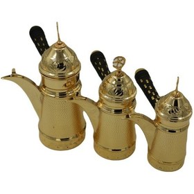 Resim Sarı Bakır Dövme İşlemeli Mırra Cezvesi Sarı 