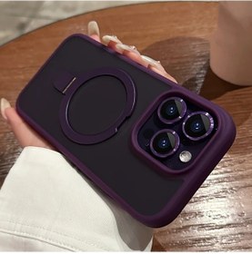 Resim Chenkestoreone İphone 14 Pro Max Mor Lüks Manyetik Duran Şok Emici Kablosuz Şarj Kılıfı 