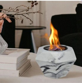 Resim Şömine Mini Masaüstü Taş Ateş Çukuru Mermer Desenli Şömine Isıtıcı Şömine 