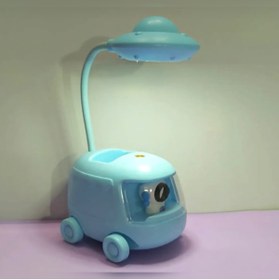 Resim abnturk Mavi Renk Astronot Uzay Araçlı Kalemlikli 4 Modlu Led Işıklı Şarjlı Çocuk Masa Lambası 