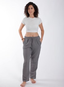 Resim Botex %100 Pamuk Müslin Pijama Pantolon - S / Gri 