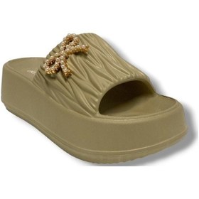 Resim Akınal E462.z.0001 Eva Anatomik İnci Taşlı Kurdele Kadın Terlik Bej 