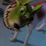 Resim Yeşil Yüz Köpek Anime Koleksiyonluk Heykeli - Sevgililer Günü için El Yapımı PVC Hediye, İfade Dolu Gözler ve Keskin Dişlerle Karikatür Tasarım, Anime Hayranları ve Koleksiyoncular İçin Mükemmel 