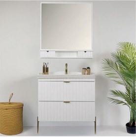 Resim Kobos Noble 80 Cm Banyo Dolabı Seti Bianco Beyaz 