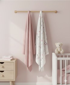 Resim Organik Müslin Bebek Battaniyesi 2'li Set Pembe 