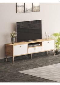 Resim Beyza Ahşap Ayaklı 180 Cm Atlantik Beyaz Tv Sehbası 
