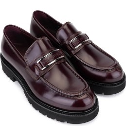 Resim Valentino Erkek Bordo Hakiki Deri Loafer Ayakkabı Eva Tabanlı Rahat Kullanım İçin 